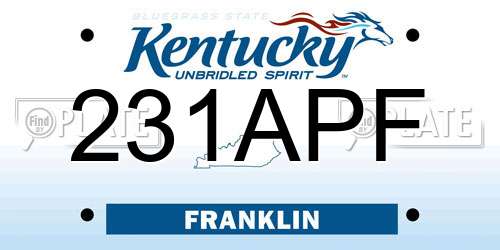 231APF Kentucky License Plate