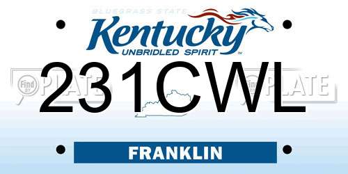 231CWL Kentucky License Plate