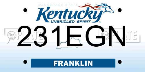 231EGN Kentucky License Plate