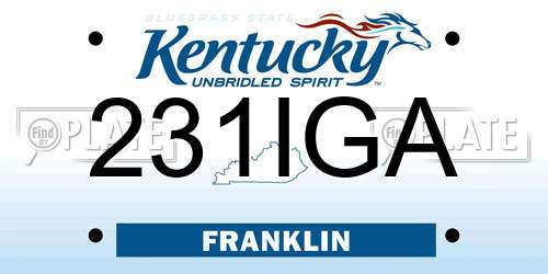 231IGA Kentucky License Plate
