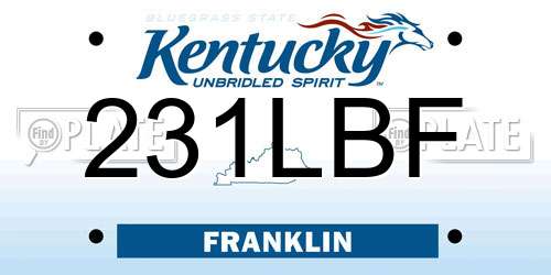231LBF Kentucky License Plate