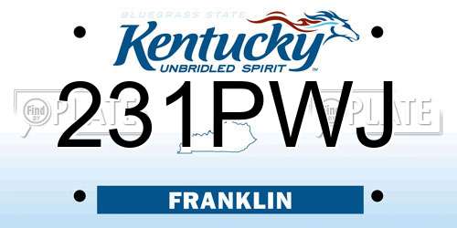 231PWJ Kentucky License Plate