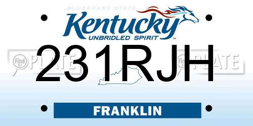 231RJH Kentucky License Plate