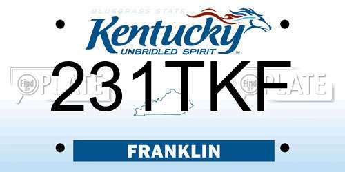 231TKF Kentucky License Plate