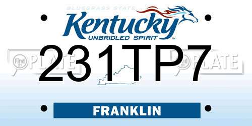 231TP7 Kentucky License Plate