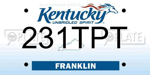 231TPT Kentucky License Plate