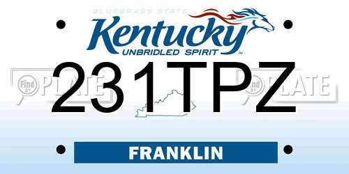 231TPZ Kentucky License Plate