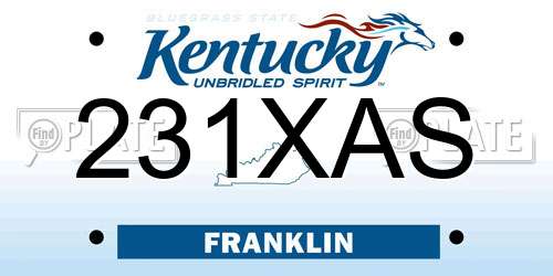 231XAS Kentucky License Plate