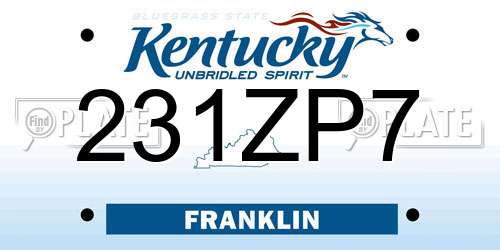 231ZP7 Kentucky License Plate