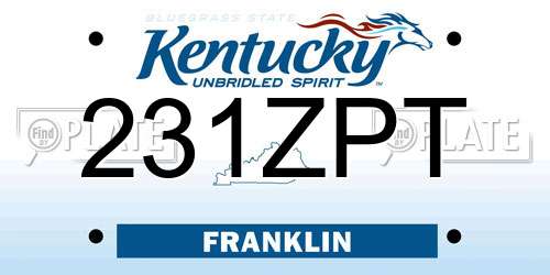 231ZPT Kentucky License Plate