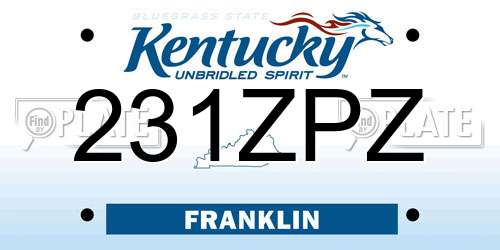 231ZPZ Kentucky License Plate
