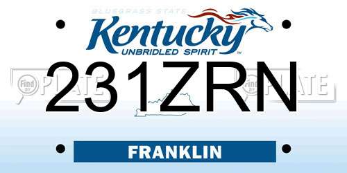 231ZRN Kentucky License Plate