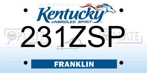 231ZSP Kentucky License Plate