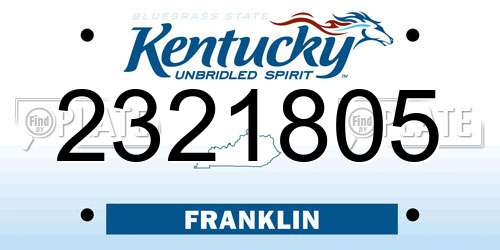 2321805 Kentucky License Plate