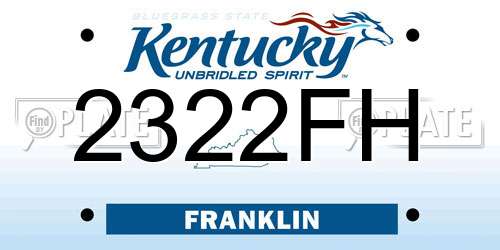 2322FH Kentucky License Plate