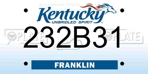 232B31 Kentucky License Plate