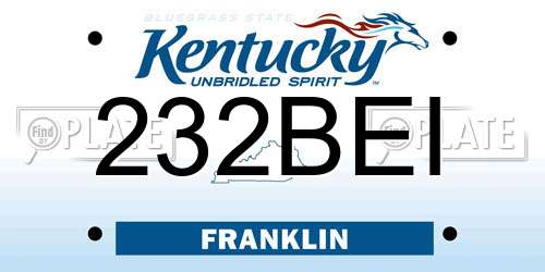 232BEI Kentucky License Plate