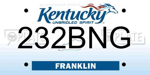 232BNG Kentucky License Plate