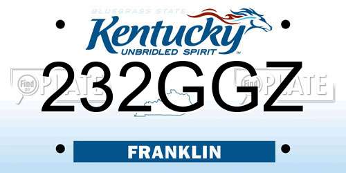 232GGZ Kentucky License Plate