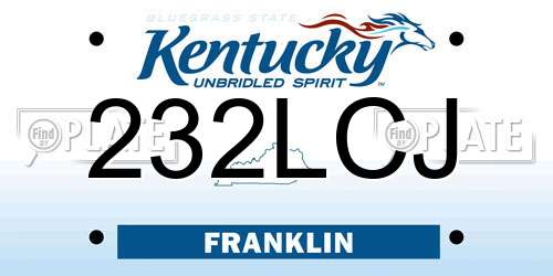 232LCJ Kentucky License Plate