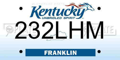 232LHM Kentucky License Plate