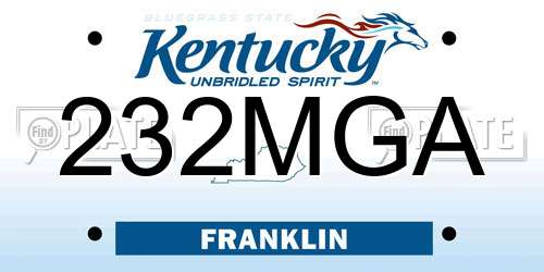 232MGA Kentucky License Plate