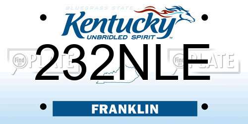 232NLE Kentucky License Plate