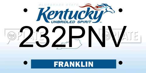 232PNV Kentucky License Plate