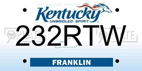 232RTW Kentucky License Plate
