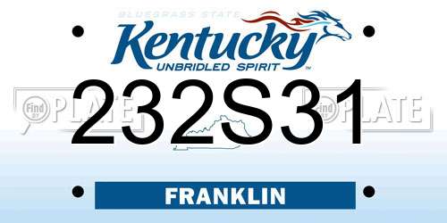 232S31 Kentucky License Plate