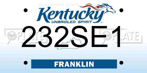 232SE1 Kentucky License Plate