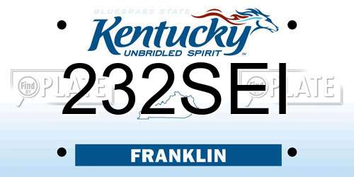 232SEI Kentucky License Plate