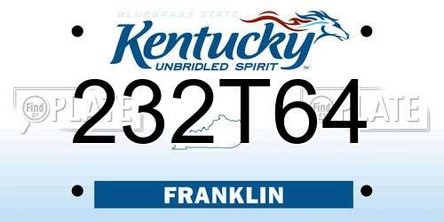 232T64 Kentucky License Plate