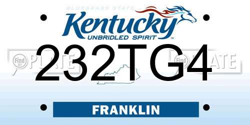 232TG4 Kentucky License Plate