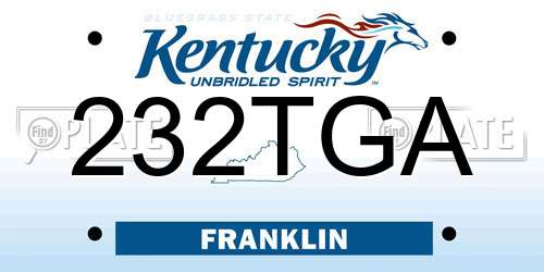 232TGA Kentucky License Plate