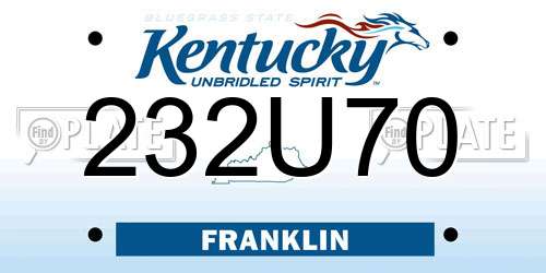 232U70 Kentucky License Plate