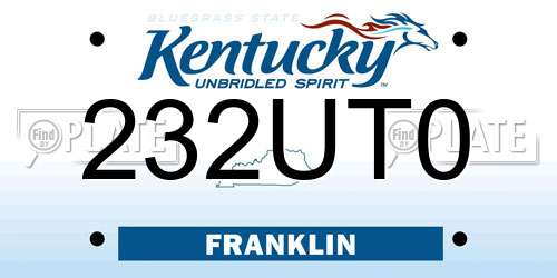 232UT0 Kentucky License Plate