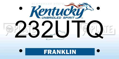 232UTQ Kentucky License Plate
