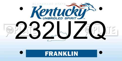 232UZQ Kentucky License Plate