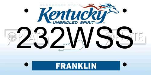232WSS Kentucky License Plate