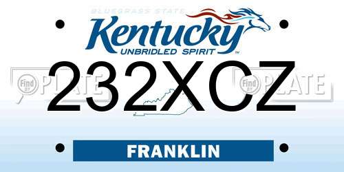 232XCZ Kentucky License Plate