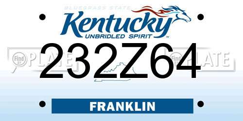 232Z64 Kentucky License Plate