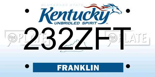 232ZFT Kentucky License Plate