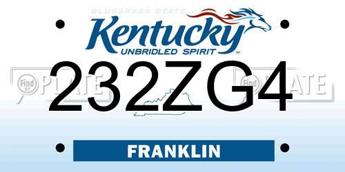 232ZG4 Kentucky License Plate