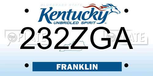 232ZGA Kentucky License Plate