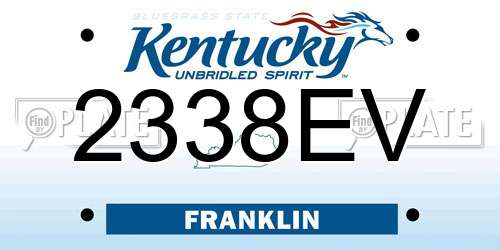 2338EV Kentucky License Plate