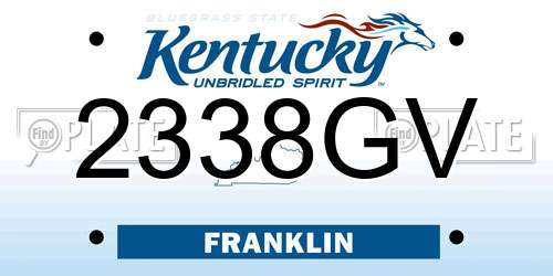 2338GV Kentucky License Plate