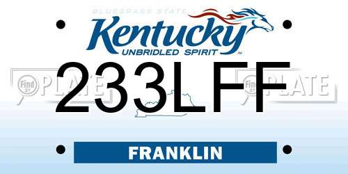 233LFF Kentucky License Plate
