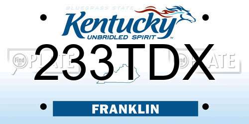 233TDX Kentucky License Plate