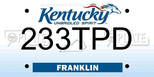 233TPD Kentucky License Plate